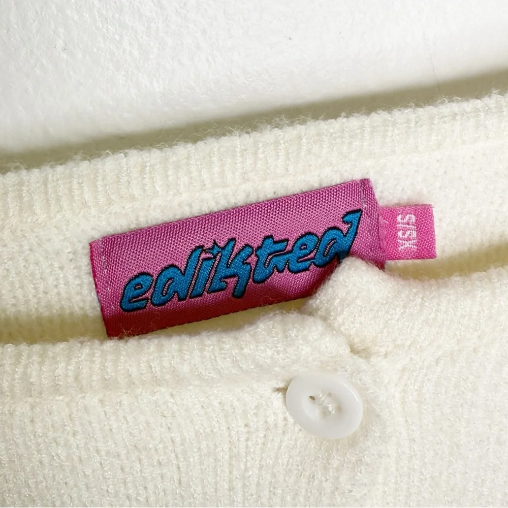 EDIKTED Cream Cropped Long Sleeve Cardigan Size XS Small - Picture 4 of 6